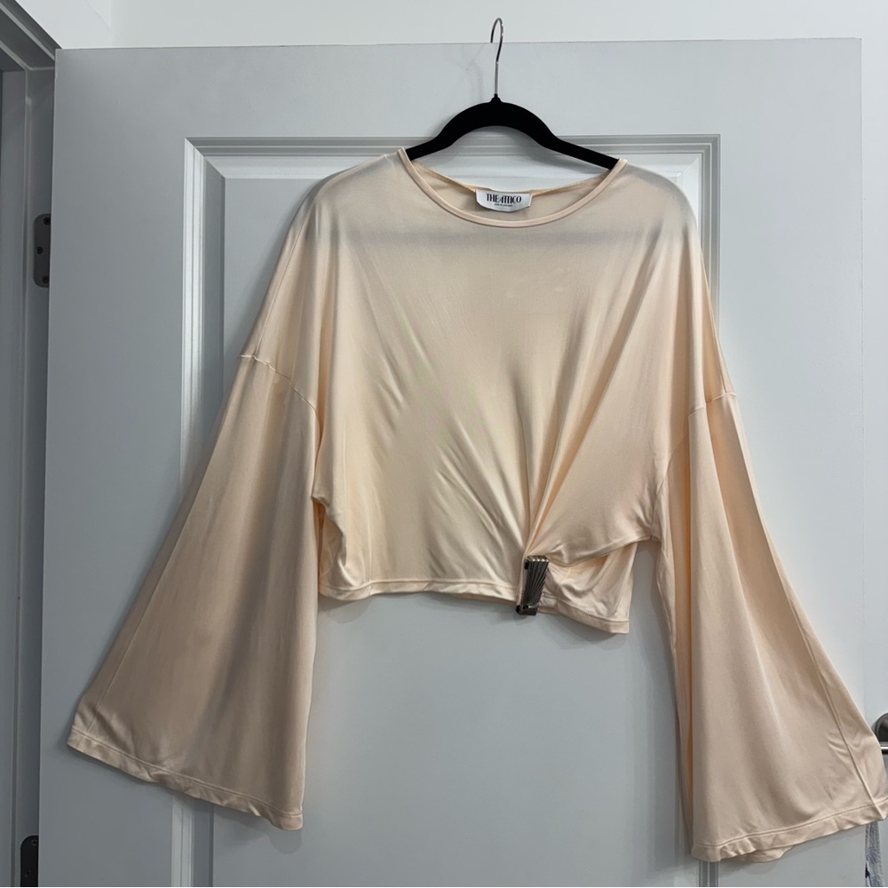 The Attico Cropped Bell-Sleeve Top